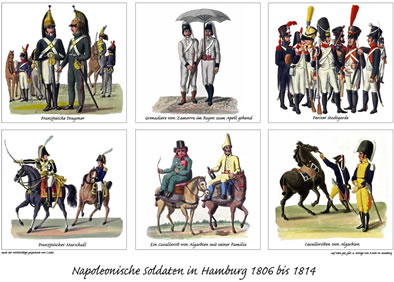 Napoleonische Suldaten in Hamborg. Klick op to'n Vergr&ouml;ttern!