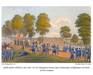 K&auml;mpfe gegen de franz&ouml;&ouml;sche Armee op de Veddel