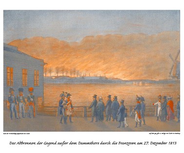 De Franzosen hebbt de Gegend buten dat Dammtor in Brand steken