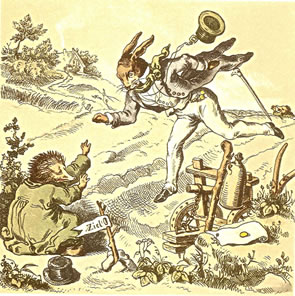 Haas un Swienegel. Bild: Wikimedia Commons/Gustav S&uuml;s