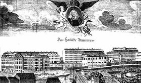 Dat Franckesch M&uuml;nnelhuus to Halle. Klick op to'n Vergr&ouml;ttern!