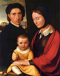 S&uuml;lvstbildnis Friedrich Overbeck mit sien Familie. -- Klick op to'n Vergr&ouml;ttern!