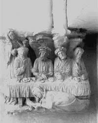 Magdalena wascht Jesus de F&ouml;&ouml;t. Konsole. Klick op to'n Vergr&ouml;ttern!