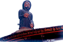 De Eskimo-"Mumie" in't Kajak. -- Klick op to'n Vergr&ouml;ttern!